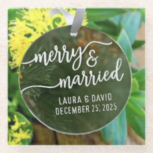 Elegante "Merry & Verheiratet" Weihnachtsschmuck Glasuntersetzer