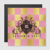 Elegante Messingmonogramm-Magnetkarte Magnetkarte (Vorne/Hinten)