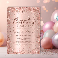 Elegante Metal Rose Gold Glitzer 60. Geburtstag