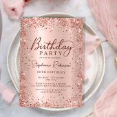 Elegante Metal Rose Gold Glitzer 60. Geburtstag Einladung