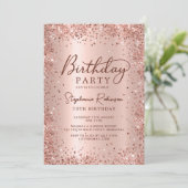 Elegante Metal Rose Gold Glitzer 70. Geburtstag Einladung (Stehend Vorderseite)