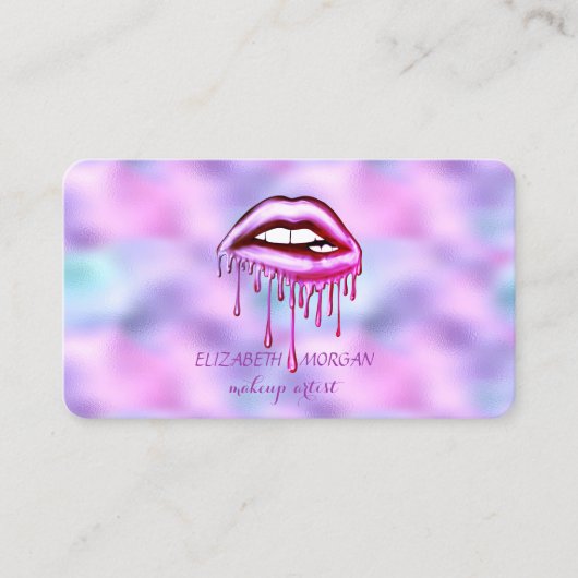 Elegante metallhaltige Tropflippen, Schminke, holo Visitenkarte (Vorderseite)