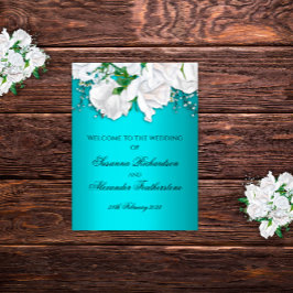 Elegante Metallic Aqua und White Roses Wedding Poster