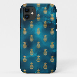 Elegante Metallic Aquamarin Gold Ananas Chic Hübsc Case-Mate iPhone Hülle