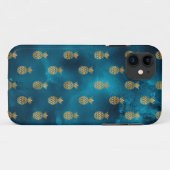 Elegante Metallic Aquamarin Gold Ananas Chic Hübsc Case-Mate iPhone Hülle (Rückseite (Horizontal))