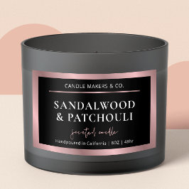 Elegante Metallic Black & Rose Gold Script Candle Rechteckiger Aufkleber