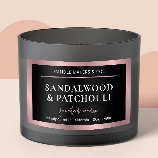 Elegante Metallic Black & Rose Gold Script Candle Rechteckiger Aufkleber