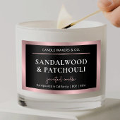 Elegante Metallic Black & Rose Gold Script Candle Rechteckiger Aufkleber