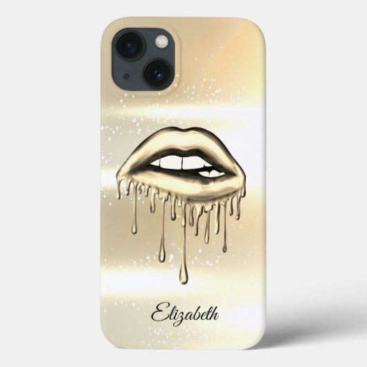 Elegante Metallic Dripping Lips Imitate Gold Case-Mate iPhone Hülle (Rückseite)