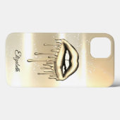 Elegante Metallic Dripping Lips Imitate Gold Case-Mate iPhone Hülle (Rückseite (Horizontal))