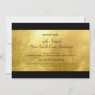 Elegante Metallic Gold & Black Fundraiser Einladung