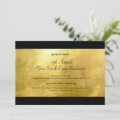Elegante Metallic Gold & Black Fundraiser Einladung (Stehend Vorderseite)