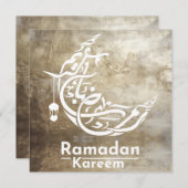 Elegante Metallic Gold Ramadan Kareem Dekoration Mitteilungskarte (Vorne/Hinten)