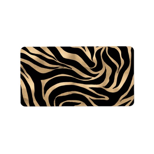 Elegante Metallic Gold Zebra Black Animal Print Adressaufkleber (Vorne)