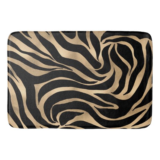 Elegante Metallic Gold Zebra Black Animal Print Badematte (Vorderseite)