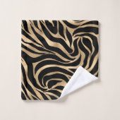 Elegante Metallic Gold Zebra Black Animal Print Badhandtuch Set (Waschlappen)