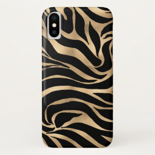 Elegante Metallic Gold Zebra Black Animal Print Case-Mate iPhone Hülle