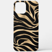 Elegante Metallic Gold Zebra Black Animal Print Case-Mate iPhone Hülle (Rückseite)