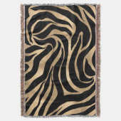 Elegante Metallic Gold Zebra Black Animal Print Decke (Vorderseite Vertikal)
