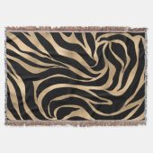 Elegante Metallic Gold Zebra Black Animal Print Decke (Vorderseite)