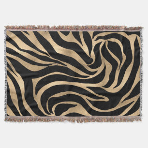 Elegante Metallic Gold Zebra Black Animal Print Decke
