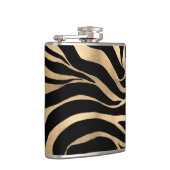 Elegante Metallic Gold Zebra Black Animal Print Flachmann (Rechts)