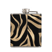 Elegante Metallic Gold Zebra Black Animal Print Flachmann (Rückseite)