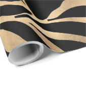 Elegante Metallic Gold Zebra Black Animal Print Geschenkpapier (Rolleneckpunkt)