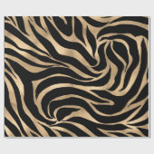 Elegante Metallic Gold Zebra Black Animal Print Geschenkpapier (Flach)