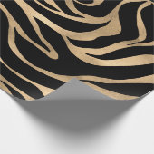Elegante Metallic Gold Zebra Black Animal Print Geschenkpapier (Ecke)
