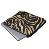Elegante Metallic Gold Zebra Black Animal Print Laptopschutzhülle (Vorne Knopf)