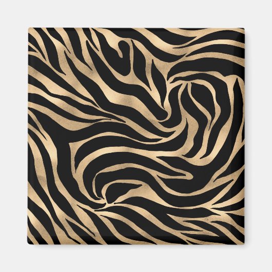 Elegante Metallic Gold Zebra Black Animal Print Magnet (Vorne)