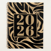 Elegante Metallic Gold Zebra Black Animal Print Planer (Vorderseite)