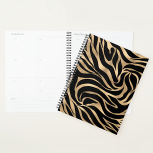 Elegante Metallic Gold Zebra Black Animal Print Planer