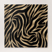 Elegante Metallic Gold Zebra Black Animal Print Puzzle (Horizontal)