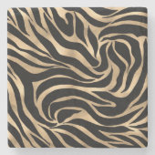 Elegante Metallic Gold Zebra Black Animal Print Steinuntersetzer (Vorderseite)