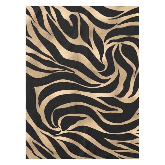 Elegante Metallic Gold Zebra Black Animal Print Tischdecke (Vorderseite)