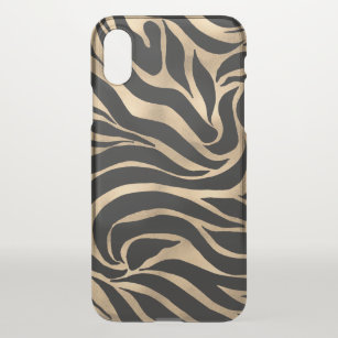 Elegante Metallic Gold Zebra Black Animal Print iPhone X Hülle