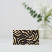 Elegante Metallic Gold Zebra Black Animal Print Visitenkarte (Stehend Vorderseite)