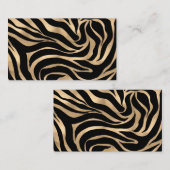 Elegante Metallic Gold Zebra Black Animal Print Visitenkarte (Vorne/Hinten)