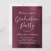 Elegante Metallic Lila Burgundy Graduation Party Einladung (Vorderseite)
