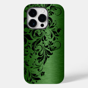 Elegante, metallische, grüne und schwarze, florale Case-Mate iPhone 14 pro hülle