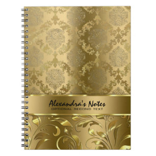 Elegante metallische monochrome Gold-Damaske und S Notizblock