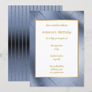 ELEGANTE METALLISCHE NAVY GOLD GEBURTSTAG EINLADUN EINLADUNG