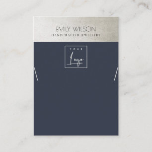 ELEGANTE METALLISCHE NAVY-SILBER-LOGO-HALSKETTE AU VISITENKARTE