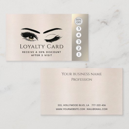 Elegante metallische Perlstriche machen Augen. Treuekarte (Vorne/Hinten)