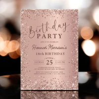 Elegante Metallische Rose Gold Glitzer 16. Geburts
