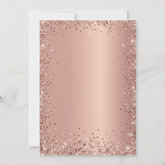 Elegante Metallische Rose Gold Glitzer 21. Geburts Einladung (Rückseite)