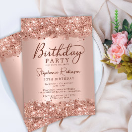Elegante Metallische Rose Gold Glitzer 30. Geburts Einladung