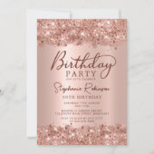 Elegante Metallische Rose Gold Glitzer 50. Geburts Einladung (Vorderseite)